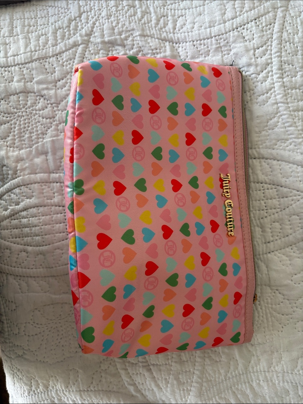 Juicy Couture Pink Multi-Heart Zip Pouch